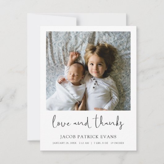 2枚カスタムの写真誕生の発表サンキューカード サンキューカード (正面)