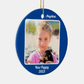 2枚カスタム写真2面ブルーイベントのマイルストーン セラミックオーナメント (右)