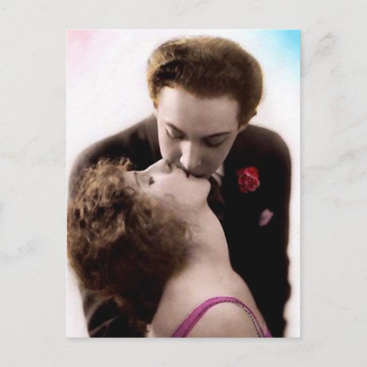 2枚キスをするのハフランスのガキ ポストカード (正面)