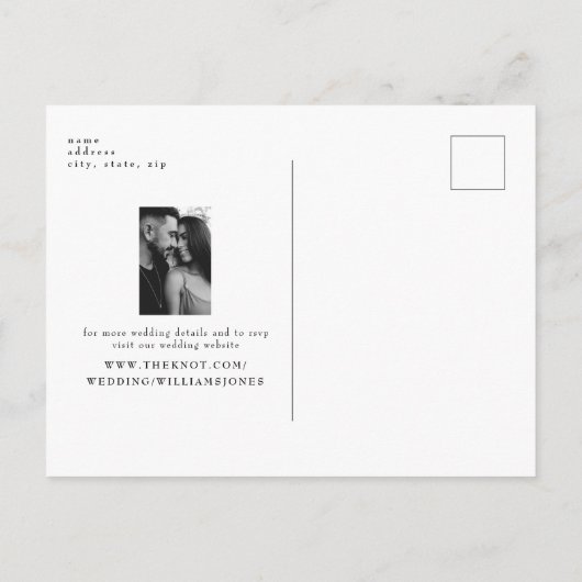 2枚シンプルのB/W写真エレガント日付の保存 案内ポストカード (裏面)