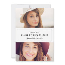 2枚スタイリッシュの写真卒業発表招待状