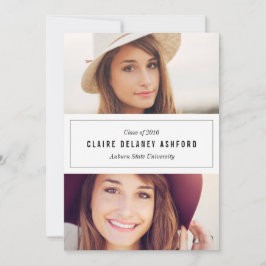 2枚スタイリッシュの写真卒業発表招待状 招待状
