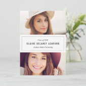 2枚スタイリッシュの写真卒業発表招待状 招待状 (スタンド正面)