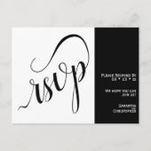 2枚パネルモダンな黒と白の結婚式RSVP ポストカード (正面)