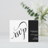2枚パネルモダンな黒と白の結婚式RSVP ポストカード (スタンド正面)
