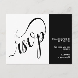 2枚パネルモダンな黒と白の結婚式RSVP ポストカード