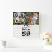 2枚パーソナライズされたのフォトペットアクリル製壁時計 スクエア壁時計 (ホーム)