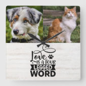 2枚パーソナライズされたのフォトペットアクリル製壁時計 スクエア壁時計 (正面)