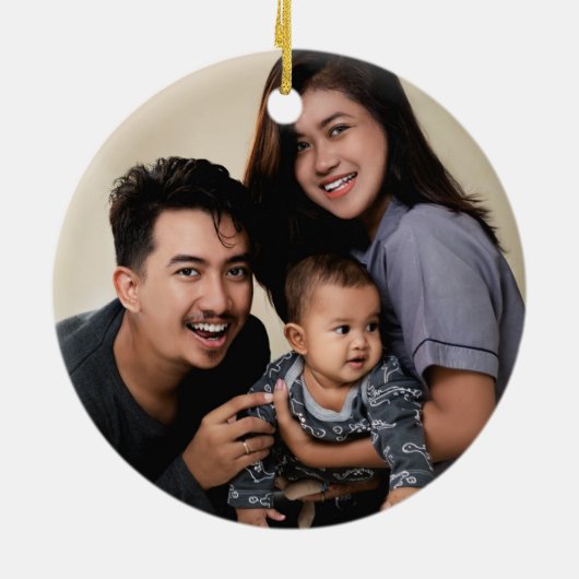 2枚パーソナライズされたの両面ファミリ セラミックオーナメント (裏面)