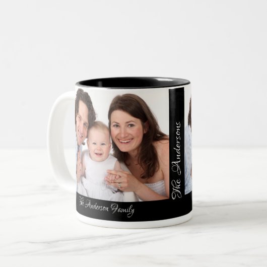 2枚パーソナライズされたの写真で名前を追加カスタムする ツートーンマグカップ (正面左)