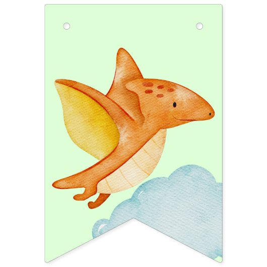 2枚パーソナライズされたの写真を持つ恐竜の緑 バンティングフラッグ (第2の旗)