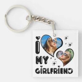 2枚パーソナライズされたの写真ガールフレンドが大好き キーホルダー