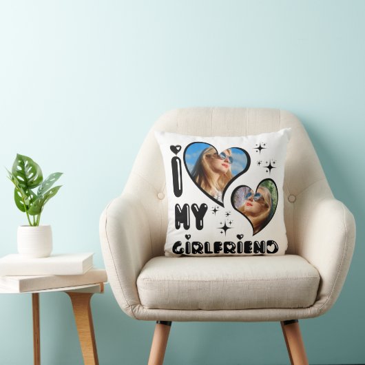 2枚パーソナライズされたの写真ガールフレンドが大好き クッション (椅子)