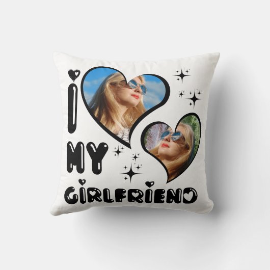 2枚パーソナライズされたの写真ガールフレンドが大好き クッション (裏面)