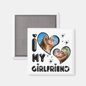 2枚パーソナライズされたの写真ガールフレンドが大好き マグネット (正面/裏面)