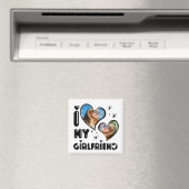 2枚パーソナライズされたの写真ガールフレンドが大好き マグネット (インサイチュ (食洗機))