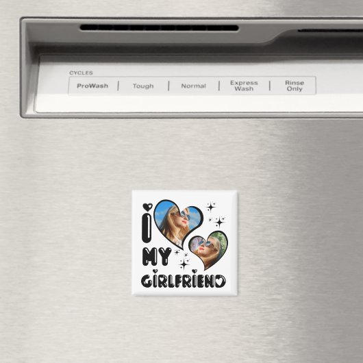 2枚パーソナライズされたの写真ガールフレンドが大好き マグネット (インサイチュ (食洗機))