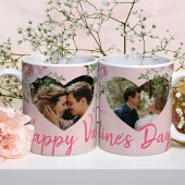 2枚パーソナライズされたの写真ハートピンクのバラのバレンタイン コーヒーマグカップ