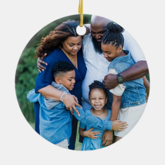 2枚パーソナライズされたの写真ファミリークリスマスカスタム セラミックオーナメント (裏面)