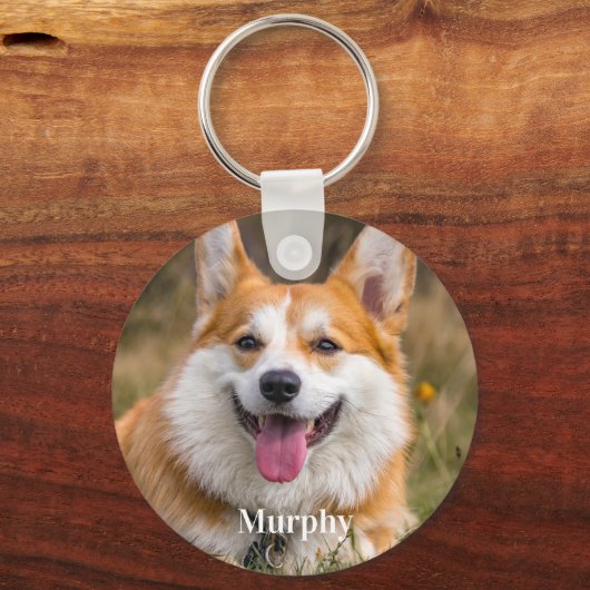 2枚パーソナライズされたの写真モダンペット犬の恋人 キーホルダー (正面)