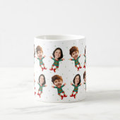 2枚パーソナライズされたの写真顔おもしろいクリスマス小妖精や小人kid コーヒーマグカップ (中央)