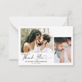 2枚ミニマルの写真の結婚サンキューカード ノートカード (正面)