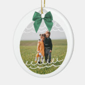2枚ミニマルの写真グリーンボウ家族の写真 セラミックオーナメント (左)