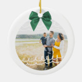 2枚ミニマルの写真グリーンボウ家族の写真 セラミックオーナメント (裏面)