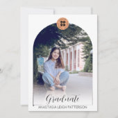 2枚モダンのフォトアーチ台本テラコッタ卒業 案内状 (正面)