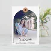 2枚モダンのフォトアーチ台本テラコッタ卒業 案内状 (スタンド正面)