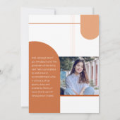 2枚モダンのフォトアーチ台本テラコッタ卒業 案内状 (裏面)