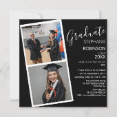 2枚モダンのフォトストリップ |卒業パーティー 案内状 (正面)