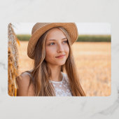 2枚モダンのフォトパープルホワイト&ゴールドフォイルグラードカード 箔招待状 (裏面)