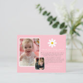 2枚モダンのフォトピンク白金ゴールドデイジーありがとう 招待状 (スタンド正面)