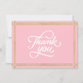 2枚モダンのフォトピンク白金ゴールドデイジー サンキューカード (裏面)