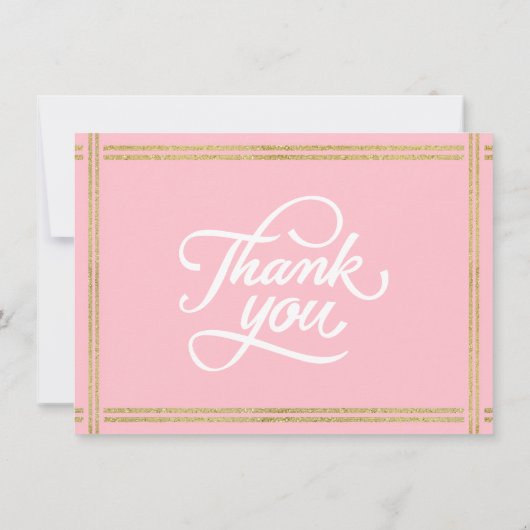 2枚モダンのフォトピンク白金ゴールドデイジー サンキューカード (裏面)