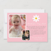 2枚モダンのフォトピンク白金ゴールドデイジー サンキューカード (正面)