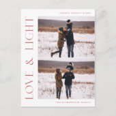 2枚モダンのフォトファミリークリスマスホリデー ポストカード (正面)