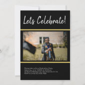 2枚モダンのフォトブラック&金ゴールドの卒業 招待状 (裏面)