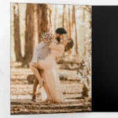 2枚モダンのフォト金ゴールドブ結婚ラック 三つ折り招待状 (内部最初)