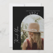 2枚モダンのミニマルフォトスクリプトの卒業 サンキューカード (正面)