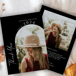 2枚モダンのミニマルフォトスクリプトの卒業 サンキューカード