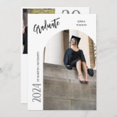 2枚モダンのミニマル写真卒業招待状 シーズンカード (正面/裏面)