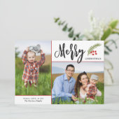 2枚モダンのメリー写真クリスマスホワイト シーズンカード (スタンド正面)