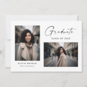 2枚モダンの写真で繊細な脚本を卒業 案内状 (正面)