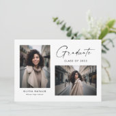 2枚モダンの写真で繊細な脚本を卒業 案内状 (スタンド正面)
