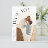 2枚モダンの写真と結婚Archのサンキューカード サンキューカード (スタンド正面)