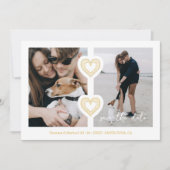 2枚モダンの写真と2レースハートホワイト&金ゴールド セーブザデート (正面)