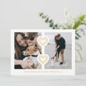 2枚モダンの写真と2レースハートホワイト&金ゴールド セーブザデート (スタンド正面)