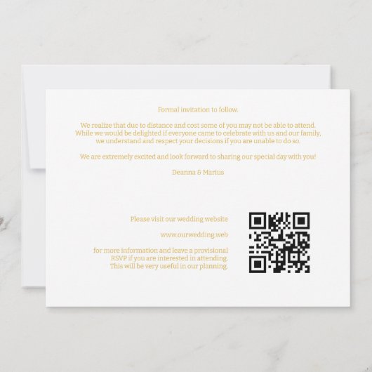 2枚モダンの写真と2レースハートホワイト&金ゴールド セーブザデート (裏面)